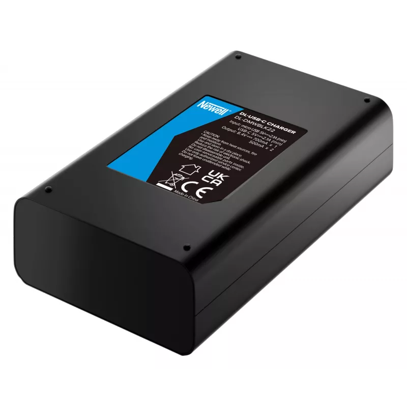 Newell Dual-Channel USB-C Charger DL-USB-C für Panasonic DMW-BLK22 Akku Schwarz