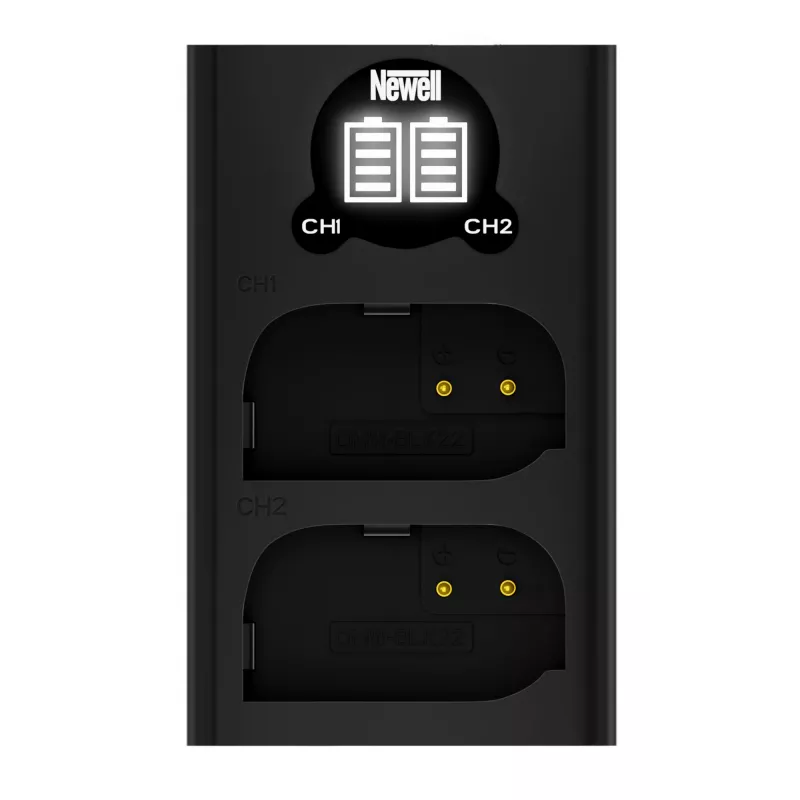 Newell Dual-Channel USB-C Charger DL-USB-C für Panasonic DMW-BLK22 Akku Schwarz