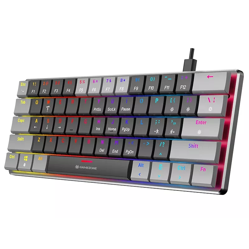 Tracer GameZone Keylo 61 Wired Mechanical Gaming Keyboard, 60% Layout, Outemu Red Switches, RGB Backlighting, Graphite