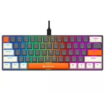Tracer GameZone Claws 61 Kabelgebundene Mechanische Gaming-Tastatur, 60%-Layout, Blaue Schalter, RGB-Hintergrundbeleuchtung, Grau