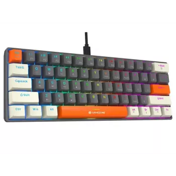 Tracer GameZone Claws 61 Kabelgebundene Mechanische Gaming-Tastatur, 60%-Layout, Blaue Schalter, RGB-Hintergrundbeleuchtung, Grau