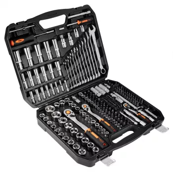 NEO TOOLS Steckschlüsselsatz 1/4 inch, 3/8 inch, 1/2 inch Antrieb, 219-teilig, Chrom-Vanadium-Stahl
