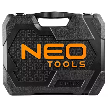 NEO TOOLS Steckschlüsselsatz 1/4 inch, 3/8 inch, 1/2 inch Antrieb, 219-teilig, Chrom-Vanadium-Stahl
