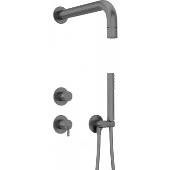 DEANTE Unterputz-Duschset mit Handbrause - Matt Schwarz, Einhebelmischer, Messing, 150cm Schlauch