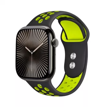 Crong Duo Sport Band für Apple Watch 38/40/41/42 mm (Schwarz/Limetten-Grün)