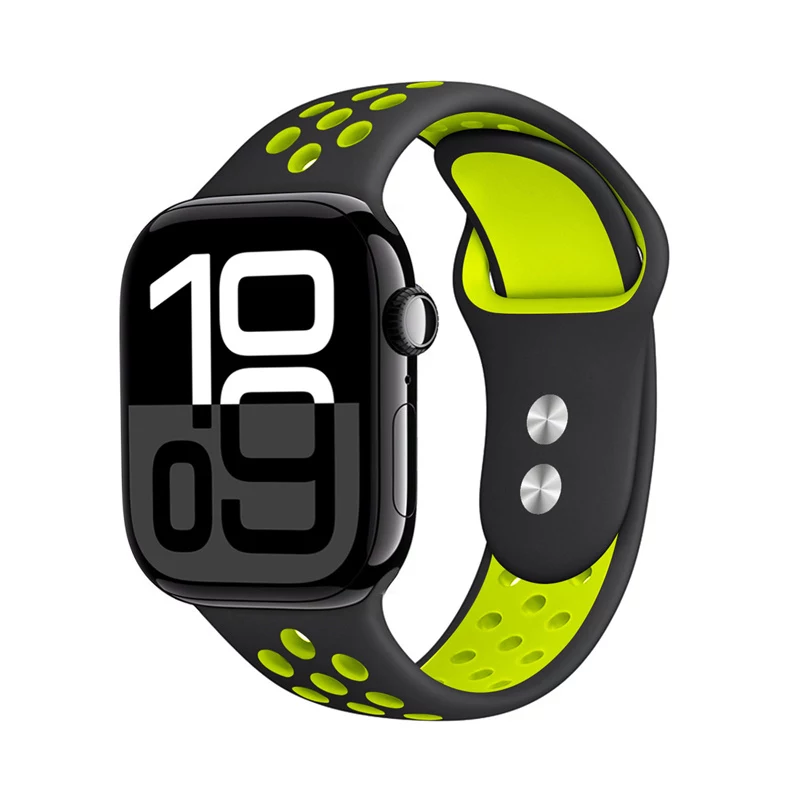 Crong Duo Sport Band für Apple Watch 38/40/41/42 mm (Schwarz/Limetten-Grün)