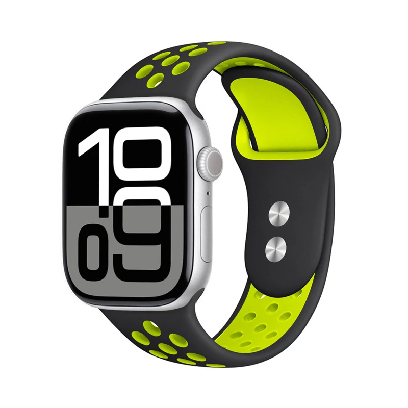Crong Duo Sport Band für Apple Watch 38/40/41/42 mm (Schwarz/Limetten-Grün)