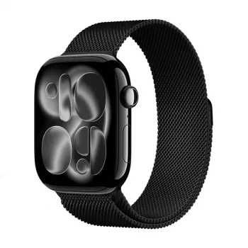 Crong Milano Steel Edelstahl Milanese Loop Armband für Apple Watch 38/40/41/42 mm (Schwarz)