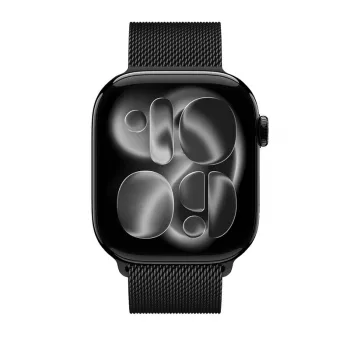 Crong Milano Steel Edelstahl Milanese Loop Armband für Apple Watch 38/40/41/42 mm (Schwarz)