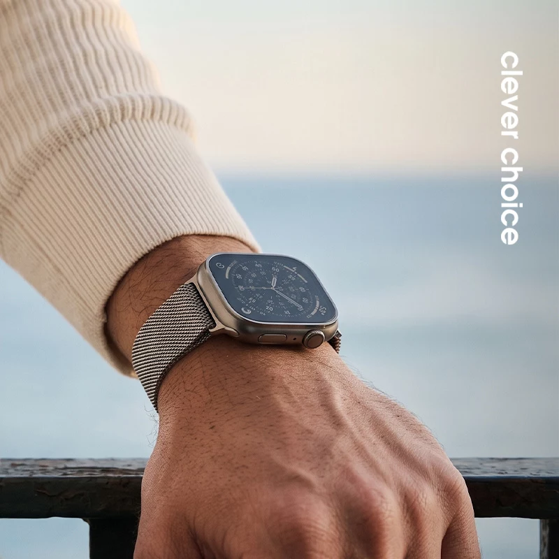 Crong Milano Steel Edelstahlband für Apple Watch 44/45/46/49 mm Silber