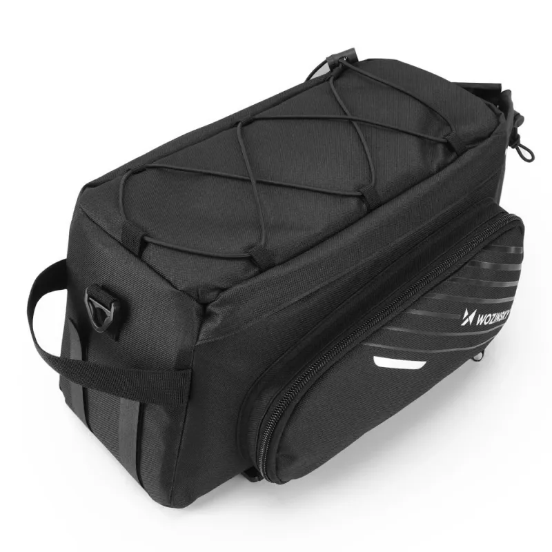 Wozinsky Fahrradgepäckträgertasche 9L mit Schultergurt und Regenhülle Schwarz (WBB22BK)