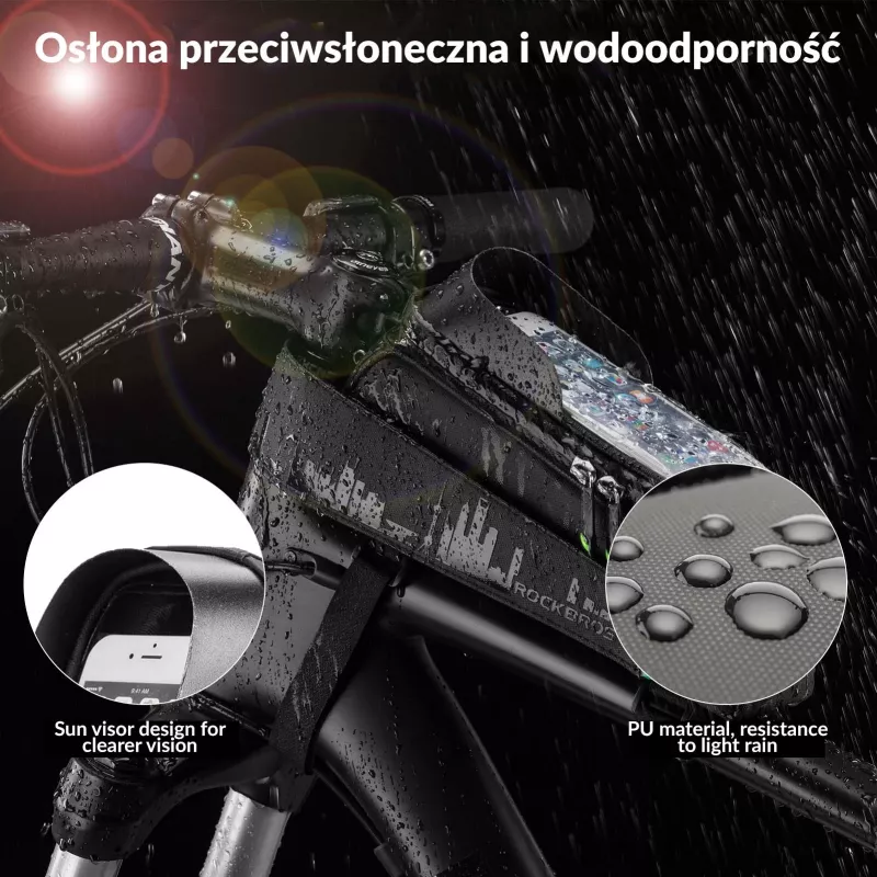 ROCKBROS Fahrrad-Rahmentasche 029-1BK mit Handytasche - Schwarz