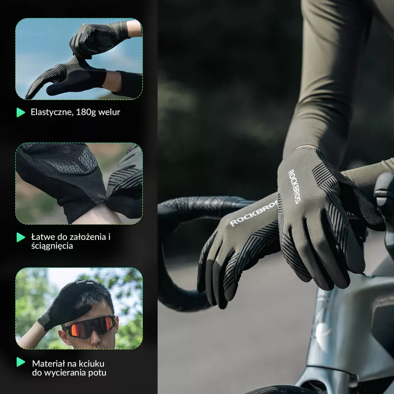 ROCKBROS Fahrradhandschuhe Halbfinger Gel-Polsterung M Grün-Schwarz