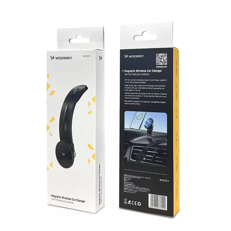 Wozinsky WCZ2Y2S Magnetischer Auto-Handyhalter mit 15W MagSafe Wireless-Ladegerät für Armaturenbrett - Schwarz