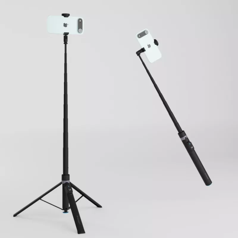Premium Selfie Stick Wozinsky WRZP1 mit automatisch ausklappbaren Beinen, Stativfunktion, 1,7 m - Schwarz