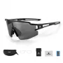 ROCKBROS Polarized Cycling Sunglasses mit UV-Schutz und Brilleneinsatz, graue Gläser - schwarzer Rahmen