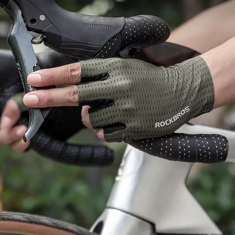 ROCKBROS Atmungsaktive Kurzfinger-Fahrradhandschuhe, Größe XL, Grün