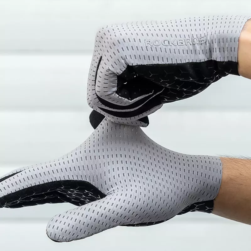 ROCKBROS Fahrradhandschuhe Vollfinger Atmungsaktiv Größe XL Grau