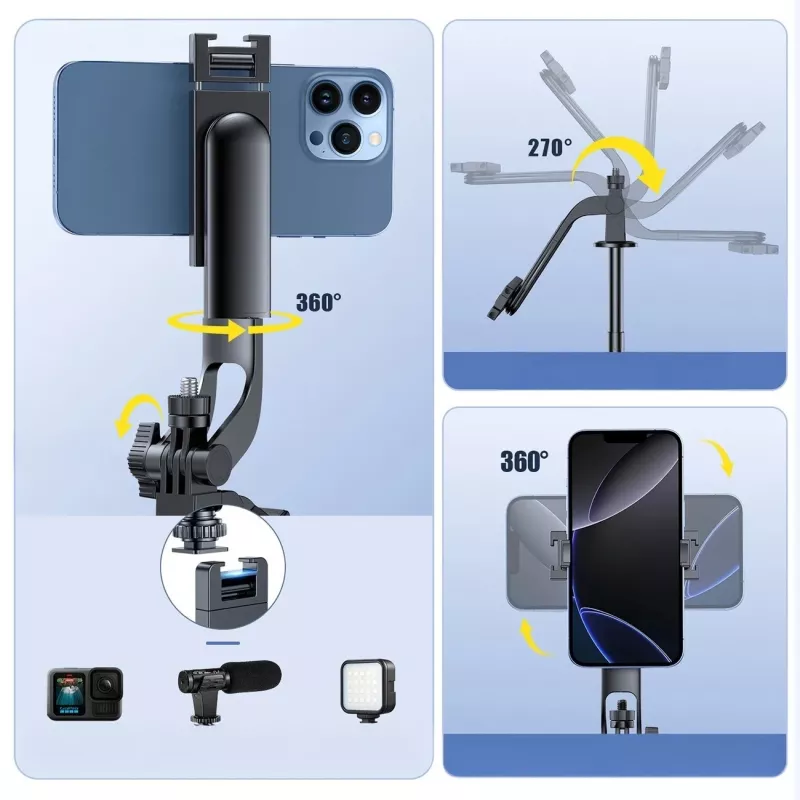 Wozinsky Selfie Stick WC1Y30S Teleskopstativ 1,3m mit Handyhalter - Schwarz