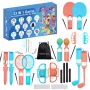HURTEL Family Accessories Kit 23 in 1 für Nintendo Switch 2 - Orange und Blau Set