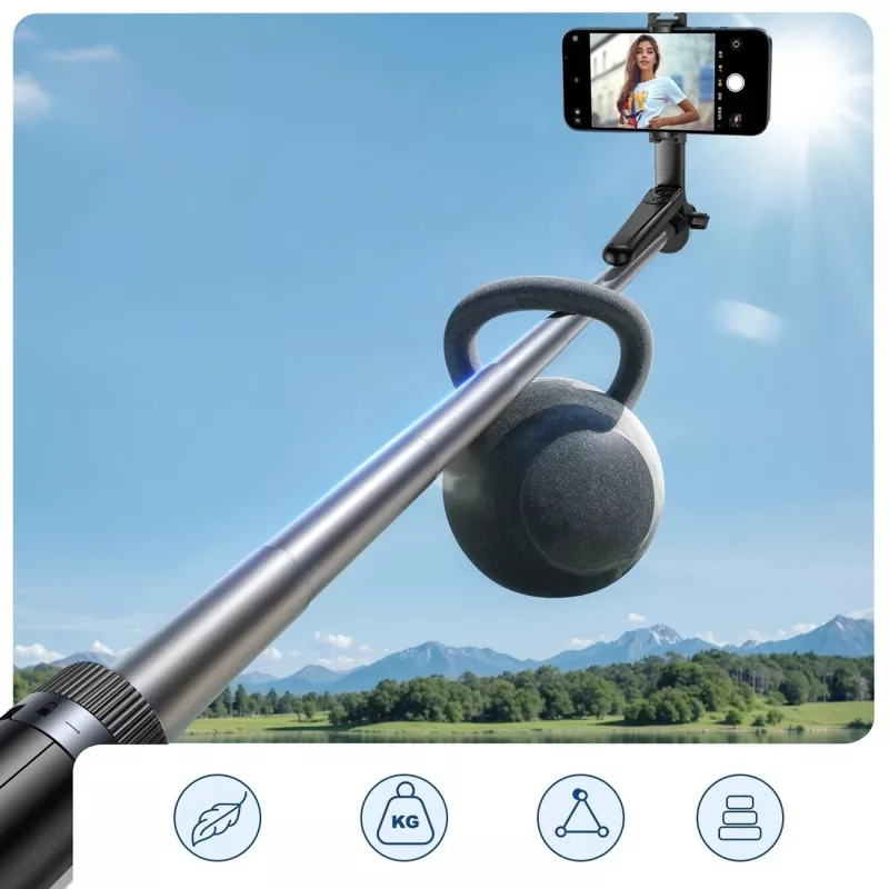 Selfie Stick Wozinsky WC1Y70S Teleskop-Stativ 1,7 m mit Handyhalter - Schwarz