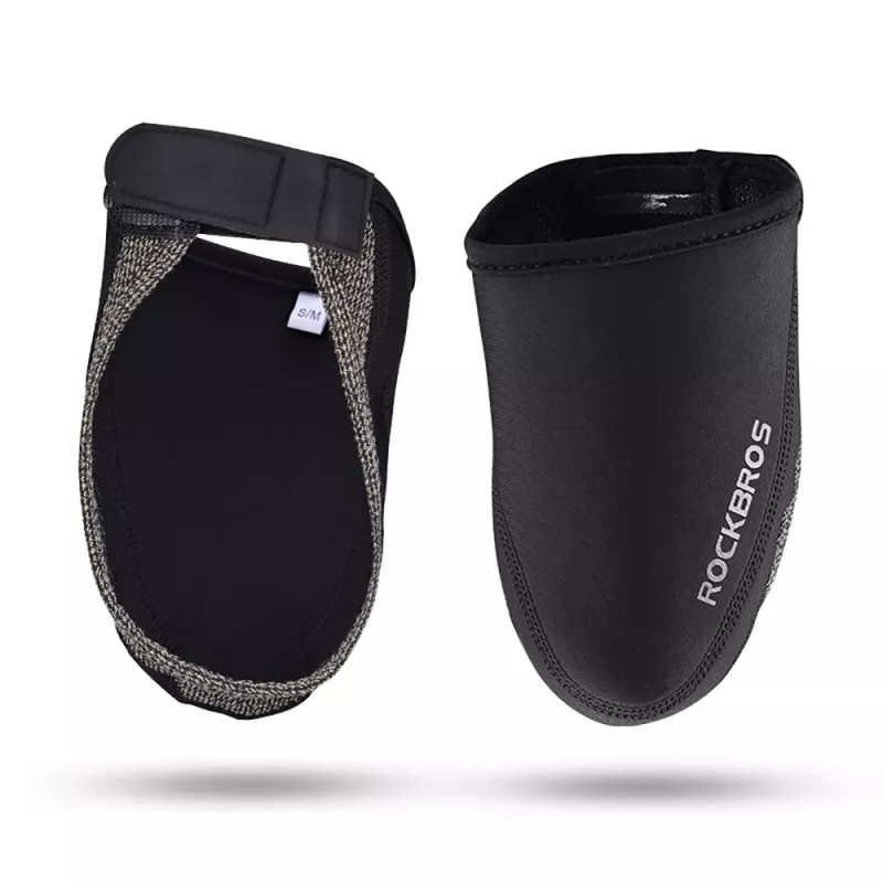 ROCKBROS LF1030 Winddichte Thermo-Zehenkappen für Fahrradschuhe, Schwarz, EU 36-42