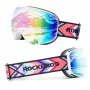 ROCKBROS SP284 Kinder-Skibrille - Mattweißer Rahmen, graue PC-Linse mit pinkem Kirschblüten-Spiegel