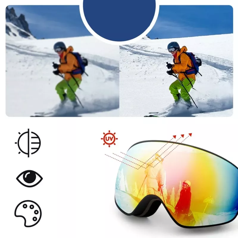 ROCKBROS SP284 Kinder-Skibrille - Mattweißer Rahmen, graue PC-Linse mit pinkem Kirschblüten-Spiegel