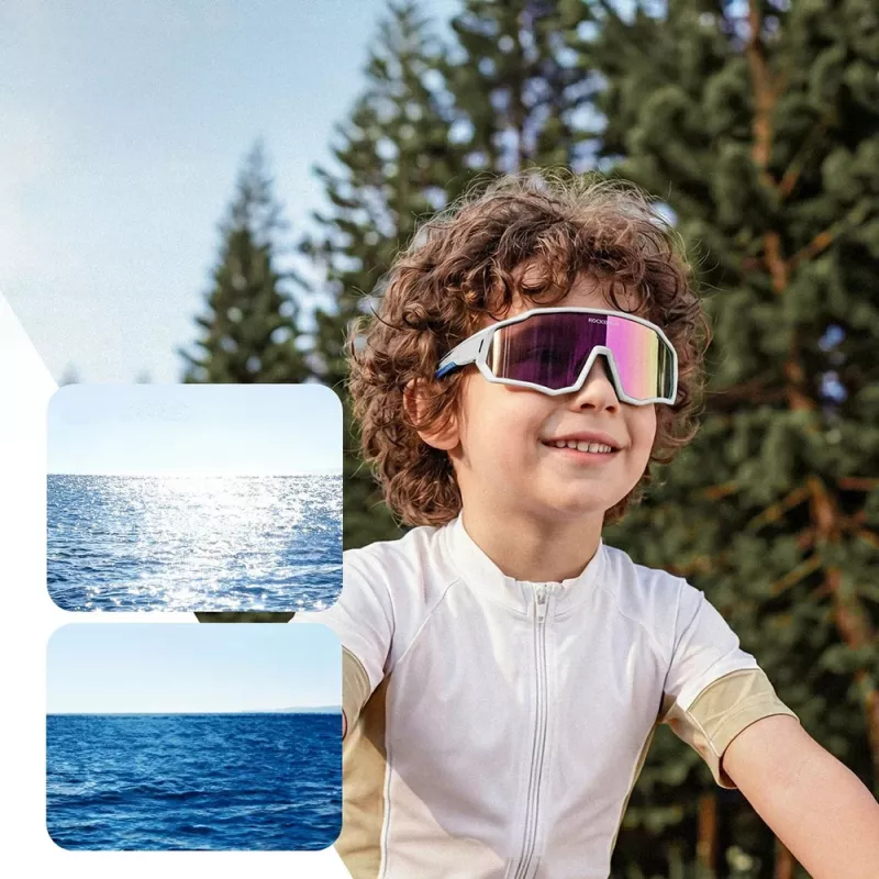 ROCKBROS SP383 Shining Warrior Fahrradbrille - Mattweißer Rahmen, polarisierte rote Gläser