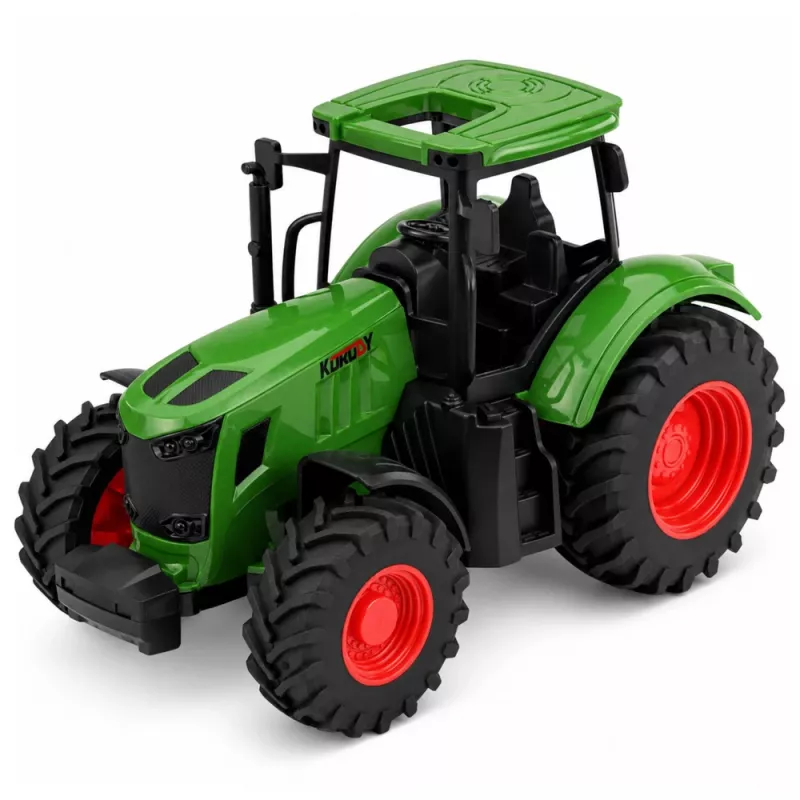 LEAN TOYS Landwirtschaftlicher Traktor mit Kipper-Anhänger, Gummireifen, Grün, 1:24