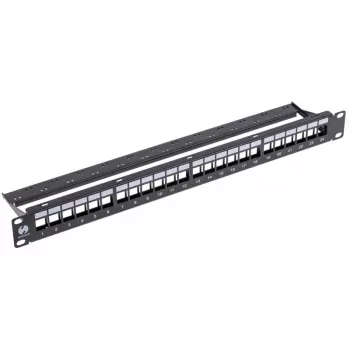 NETRACK 104-20 24-Port Keystone Patch Panel 1U 19-inch Schwarz