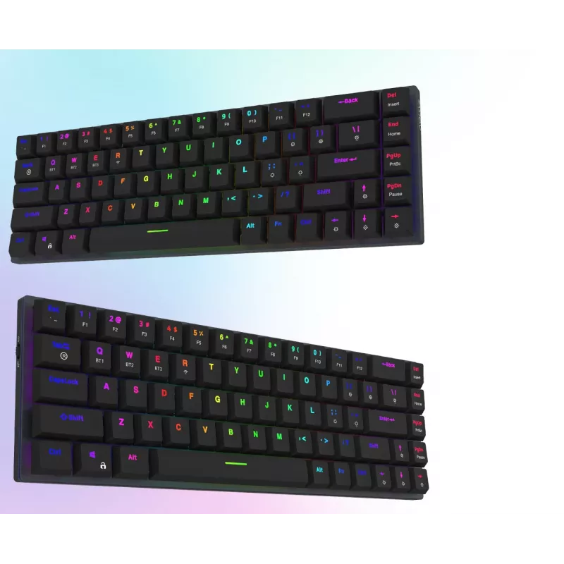 AQIRYS Agena 65% Low-Profile kabellose mechanische Tastatur, Gateron Red Switches, schwarz