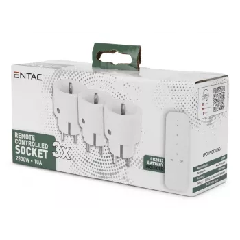 ENTAC Funksteckdosen-Set 3er-Pack Weiß
