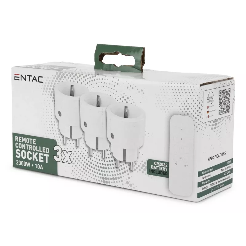 ENTAC Funksteckdosen-Set 3er-Pack Weiß