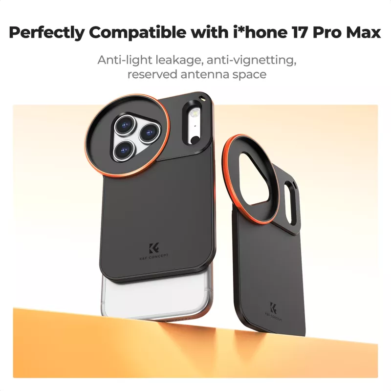 KF Protective Photography Case mit 58-mm-Objektivhalterung für Apple iPhone 17 Pro Max - Schwarz