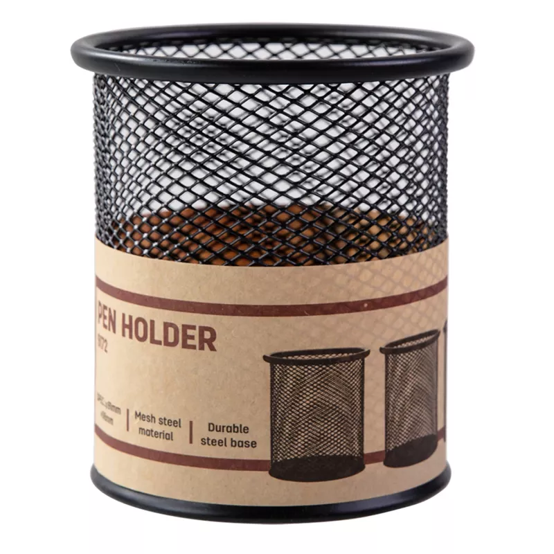 Deli Mesh Runder Stiftehalter 9,1x9,8x9,8 cm Schwarz