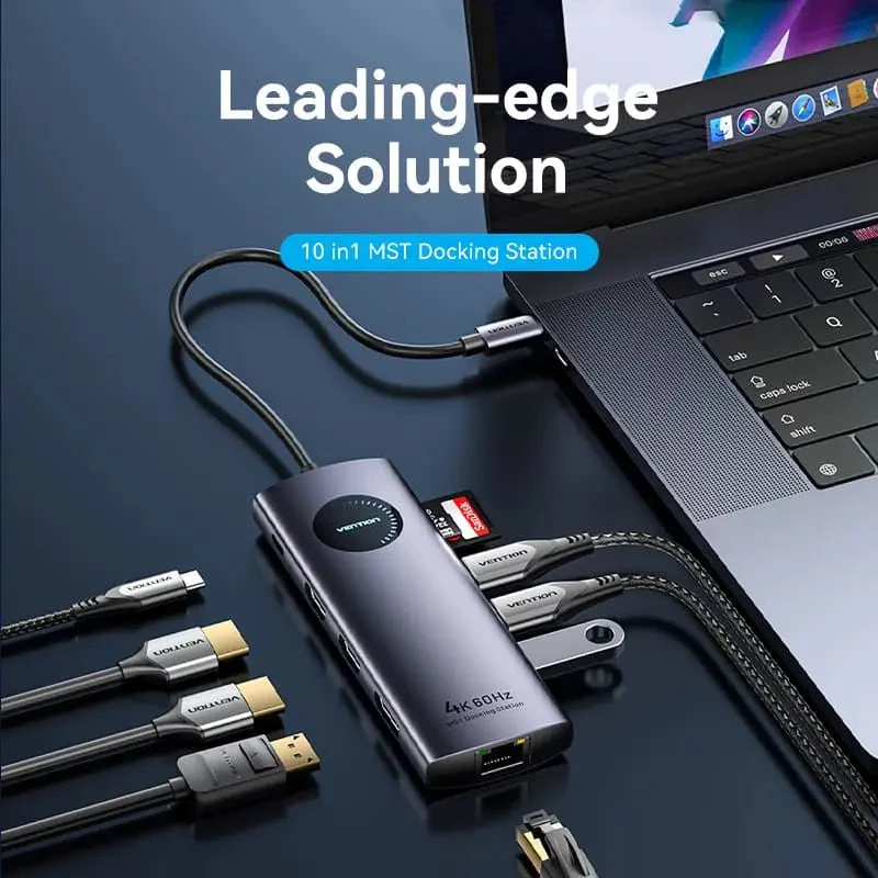 VENTION USB-C 10-in-1 Docking Station 8K 30Hz 100W PD mit LED-Display