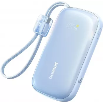Baseus EnerFill FC21 Qpow 3 Ultra 10000mAh 45W Powerbank mit abnehmbarem USB-C/Lightning-Kabel - Blau