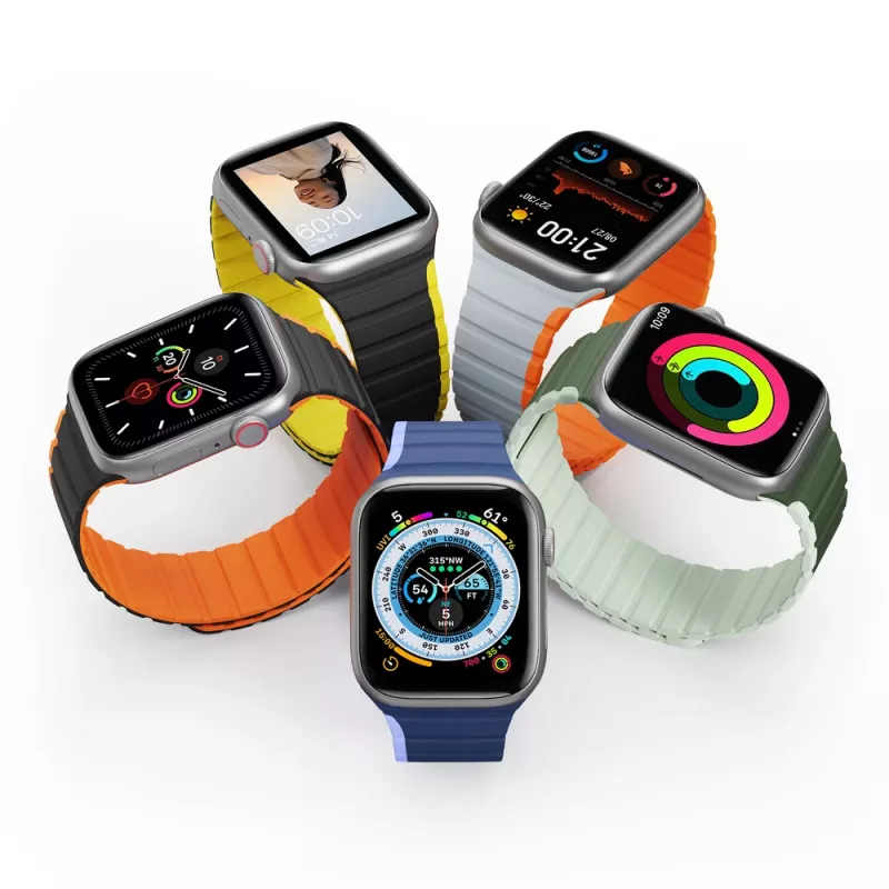 Dux Ducis Magnetic Strap für Apple Watch SE, Series 9, 8, 7, 6, 5, 4, 3, 2, 1 (41, 40, 38 mm) LD Version - Schwarz-Gelb