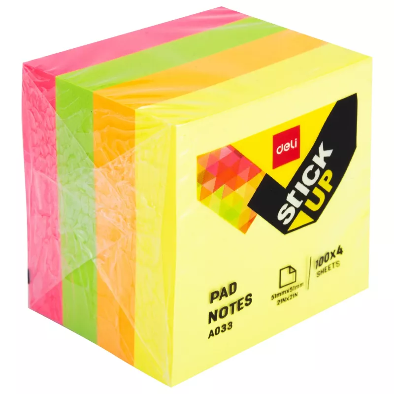 Deli Haftnotizen EA03303, 400 Blatt, verschiedene Farben, 5,1 x 5,1 cm