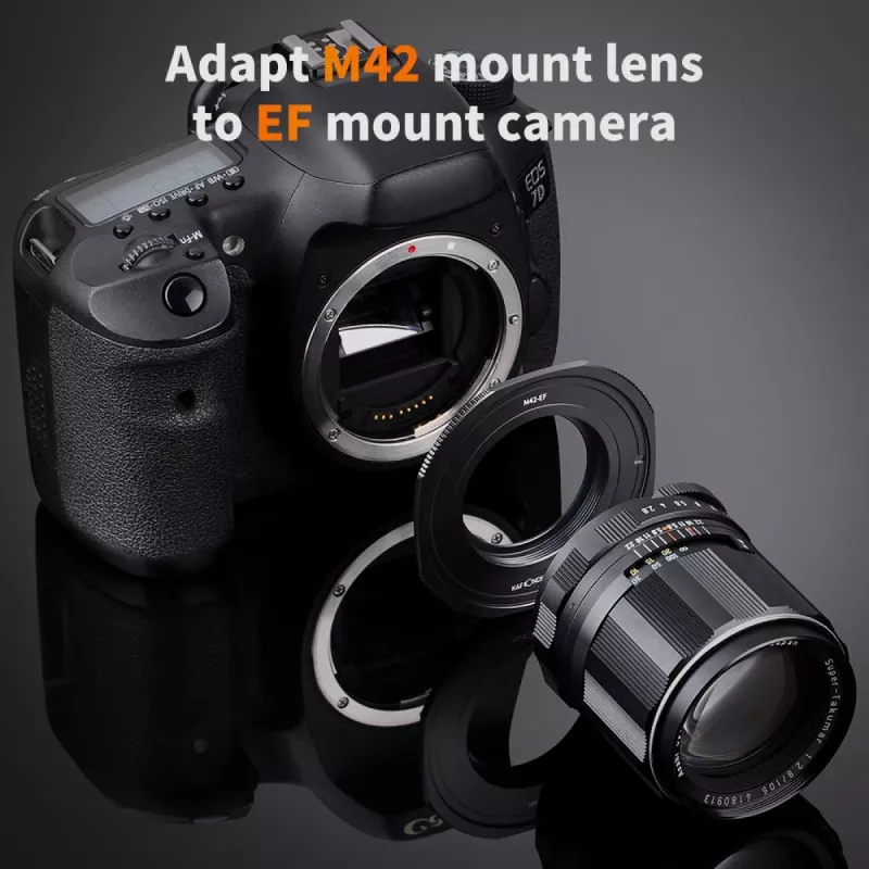 K&F Concept PRO Objektivadapter Canon EOS EF/EF-S auf M42 Kameragehäuse - Schwarz