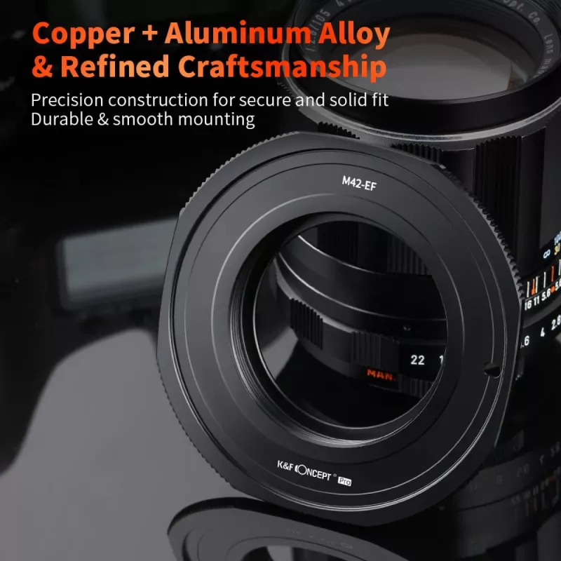 K&F Concept PRO Objektivadapter Canon EOS EF/EF-S auf M42 Kameragehäuse - Schwarz