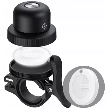 MiLi MiBell AND Smart Fahrradklingel mit Diebstahlalarm und GPS-Tracking, Schwarz