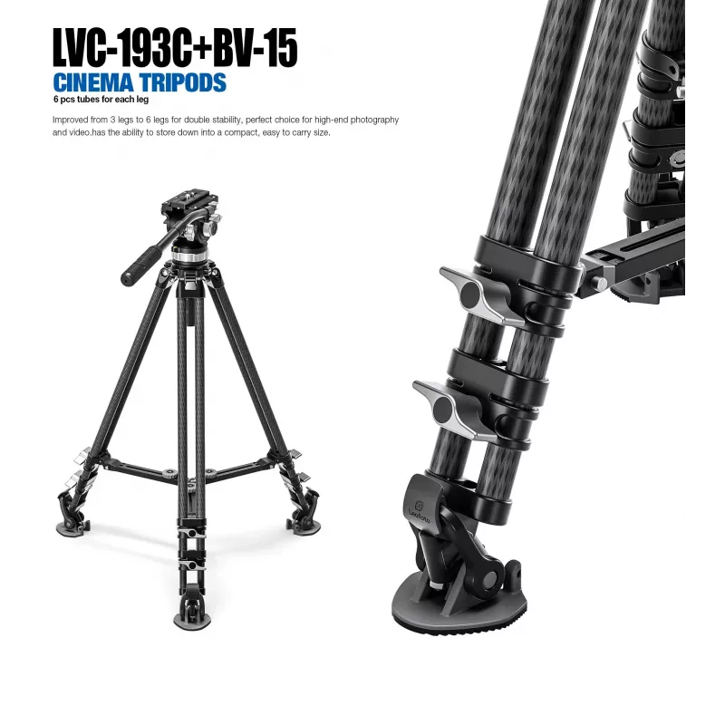 Leofoto King Kong LVC-193C+BV-15 Carbon Fiber Video Tripod Kit