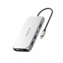 ORICO XCR 12-in-1 USB-C Docking Station mit 2x HDMI 4K 60Hz, VGA, USB-A 3.1, USB-C PD 100W, Gigabit Ethernet, SD/microSD, Audio - Grau