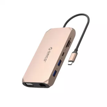 ORICO XCR 12-in-1 USB-C Docking Station mit 100W PD, HDMI, VGA, Gigabit Ethernet, SD/microSD, Roségold