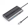ORICO XDR 12-in-1 USB-C Docking Station mit USB-A, USB-C PD 100W, HDMI 4K, VGA, RJ45 Gigabit, SD- & MicroSD-Kartenleser - Grau