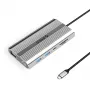 ORICO XDR 12-in-1 USB-C Docking Station mit 4K HDMI, VGA, Gigabit Ethernet, 100W PD, SD/MicroSD-Kartenleser - Silber