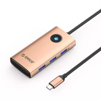 ORICO PW11 USB-C 6-in-1 Hub Docking Station mit 3x USB-A 3.0, 1x USB-C 3.0, 1x USB-C PD 100W, 1x HDMI 4K 30Hz - Roségold