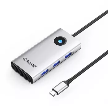 ORICO PW11 USB-C Docking Station 6-in-1, 3x USB-A 3.0, 1x USB-C PD 100W, 1x HDMI 4K 30Hz, 1x RJ45 2.5G Ethernet, Silber